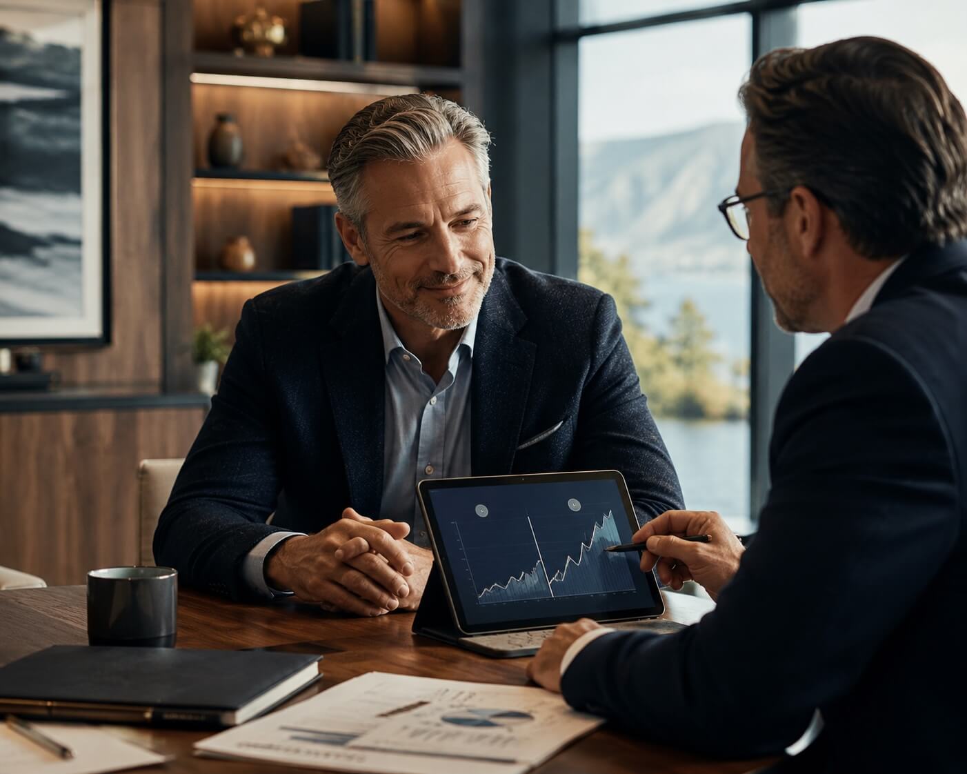 M&A advisor explaining second bite of the apple growth potential to a business owner.